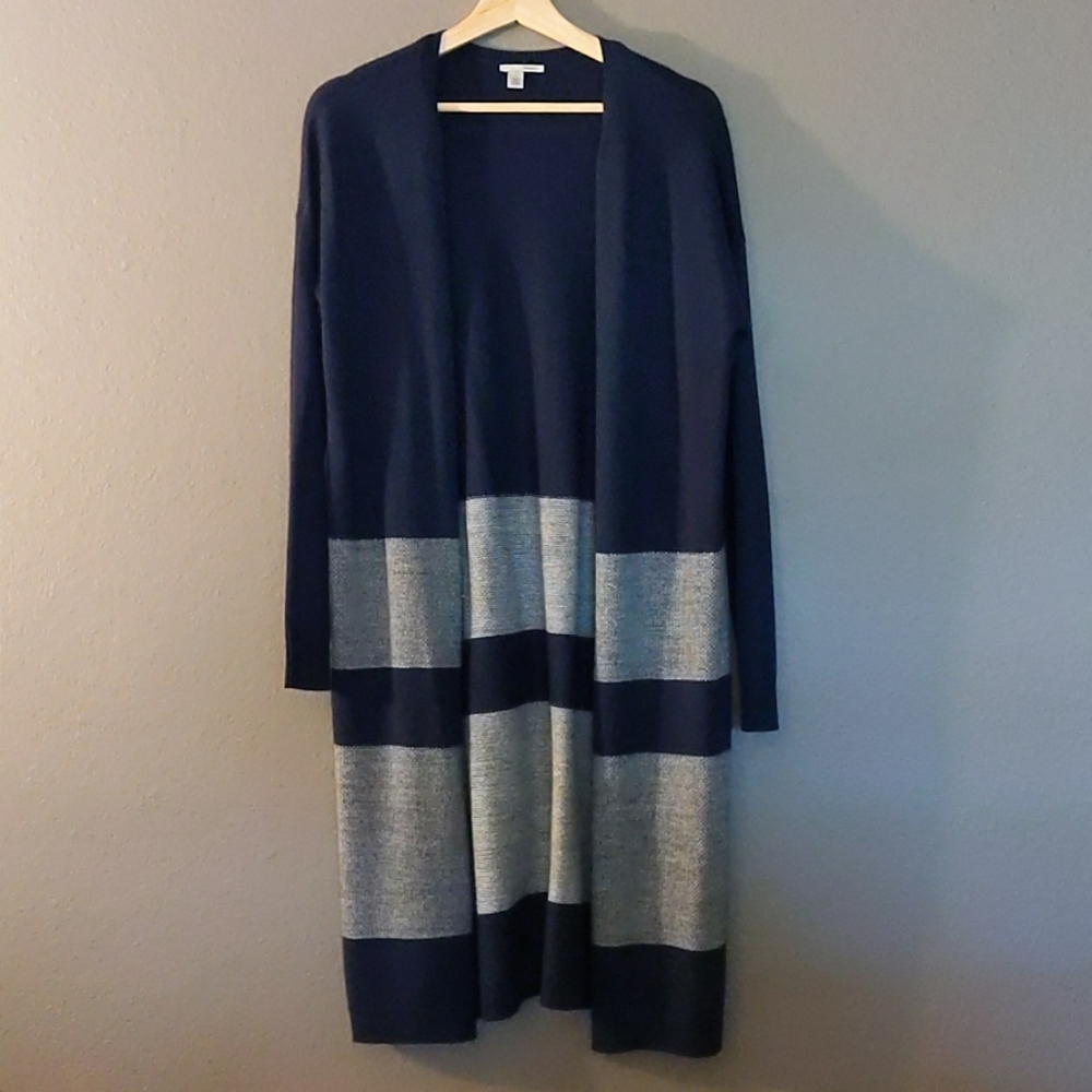 Halogen oversized navy blue duster cardigan
